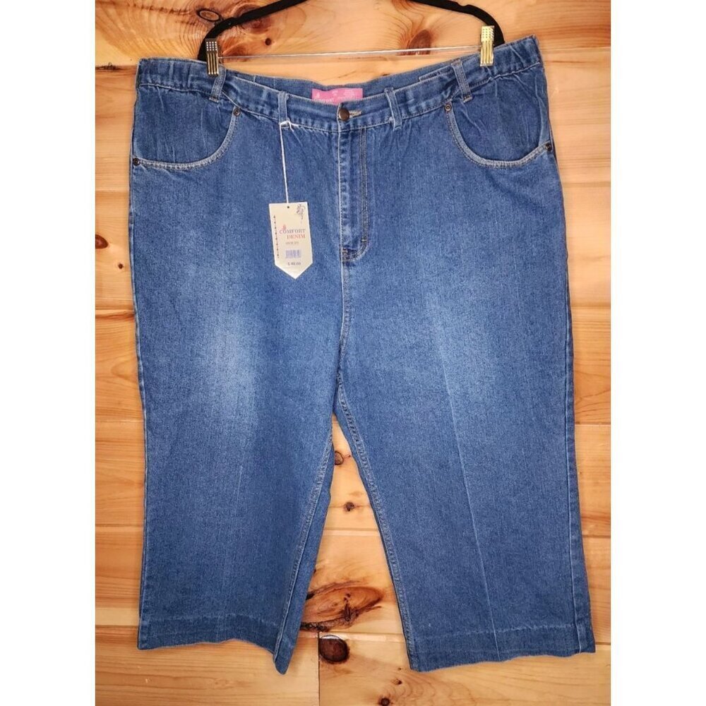 Comfort Denim Wide-leg Capri Plus Size 26 Distressed Comfort Flex Waist